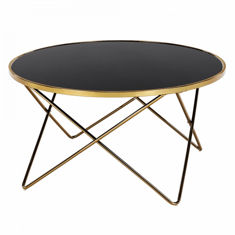 Tempo Kondela Konferenční stolek ROSALO - gold chrom zlatá/černá - ATAN Nábytek