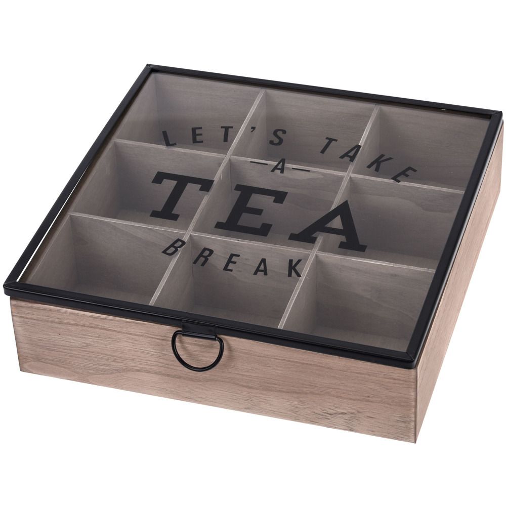 EH Excellent Houseware Dřevěná krabička na čaj, 9 přihrádek - EMAKO.CZ s.r.o.