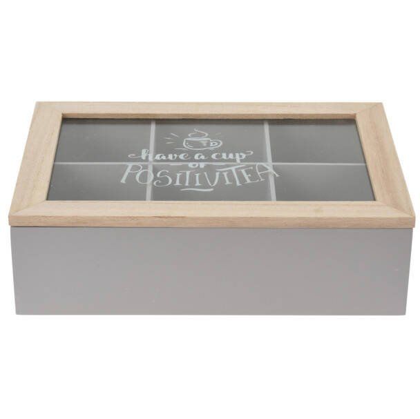 Home Styling Collection Krabička na čaj, dřevěná, 24 x 17 x 7 cm, šedá - EMAKO.CZ s.r.o.