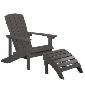 Zahradní židle s podnožkou tmavě šedá ADIRONDACK