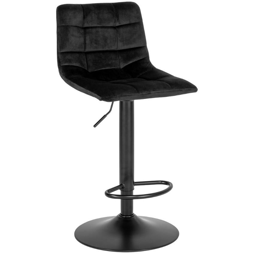 Nordic Living Černá sametová barová židle Nellie 63-83 cm - Designovynabytek.cz