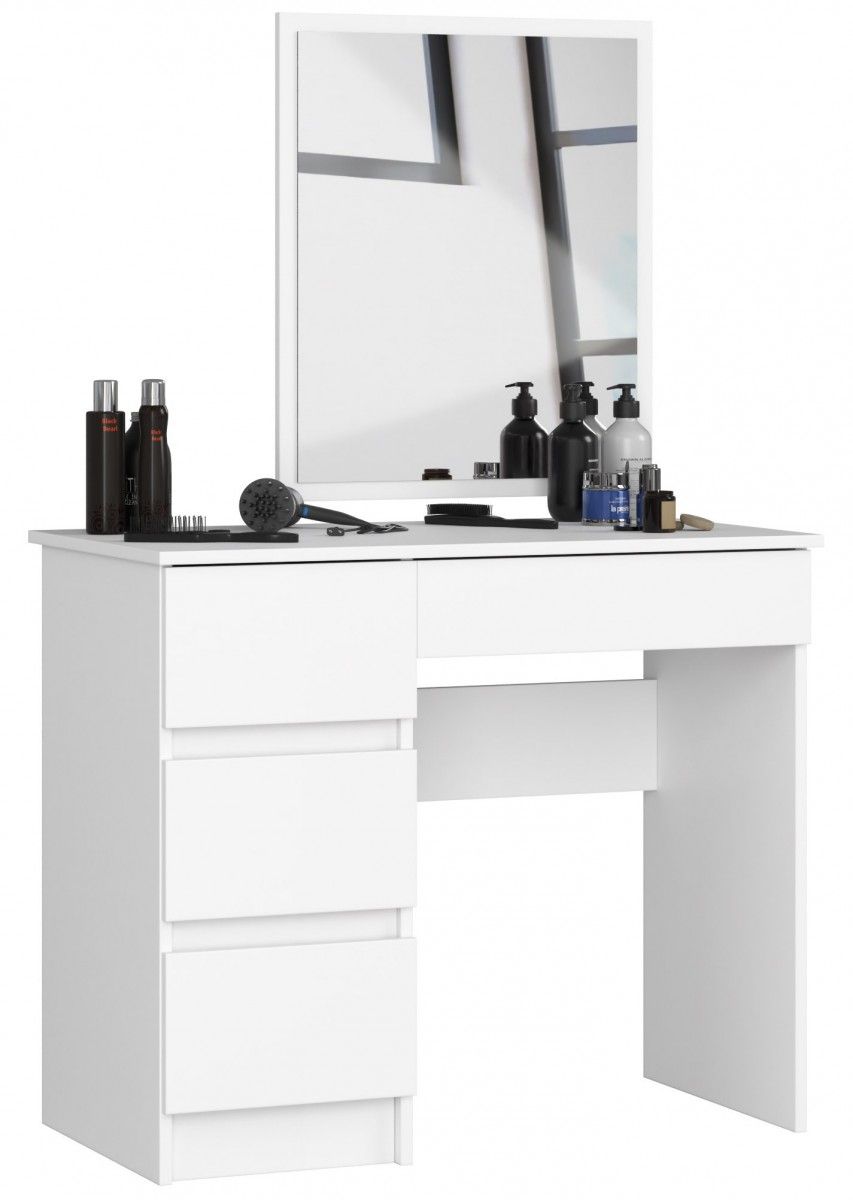 Ak furniture Kosmetický stolek se zrcadlem T-6 90x50 cm bílý levý - Houseland.cz