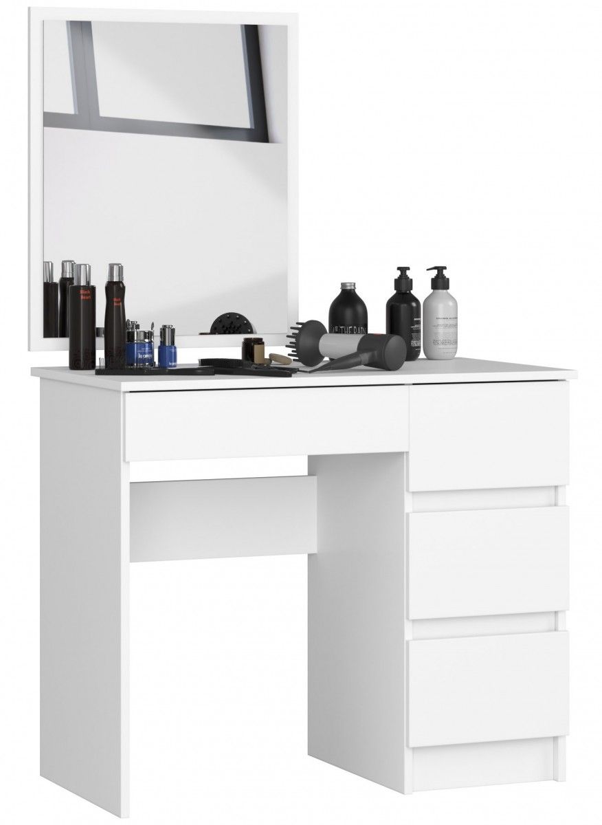 Ak furniture Kosmetický stolek se zrcadlem T-6 90x50 cm bílý pravý - Houseland.cz