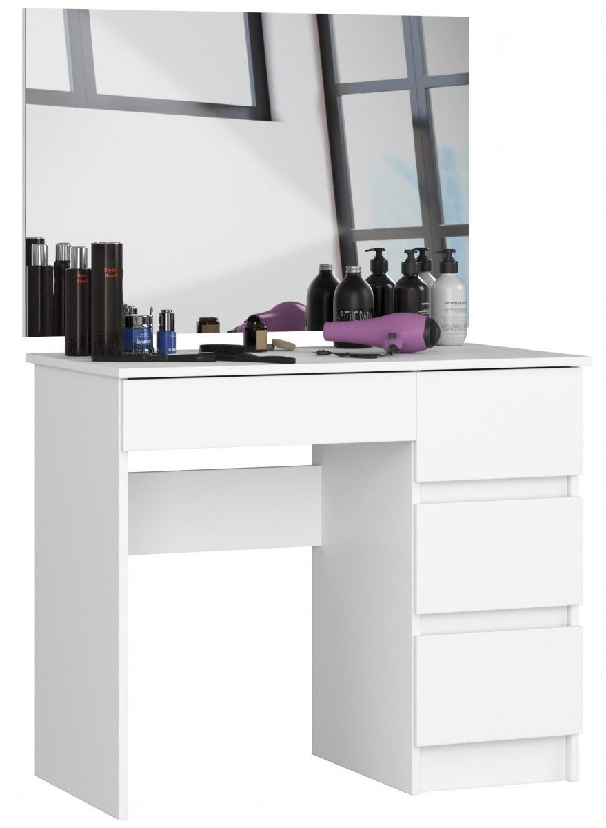 Ak furniture Kosmetický stolek se zrcadlem T-6 I 90x50 cm bílý pravý - Houseland.cz