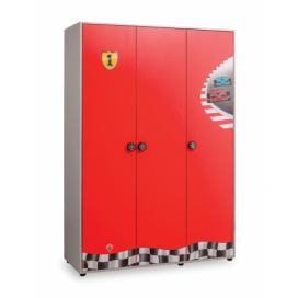Šatní skříň Fittipaldi - červená/šedá