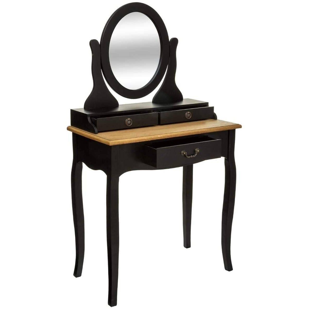 Atmosphera Toaletní stolek CHRYSA se zrcadlem, černý s hnědou deskou - EMAKO.CZ s.r.o.