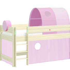 Vyvýšená postel s doplňky Fairy - dub světlý/růžová