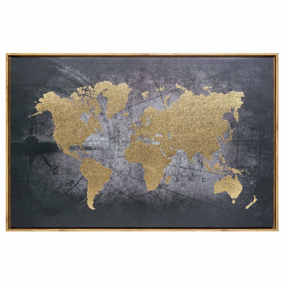 Atmosphera Světová mapa nástěnné dekorace, plátěný rám, 58 x 88 cm - EMAKO.CZ s.r.o.