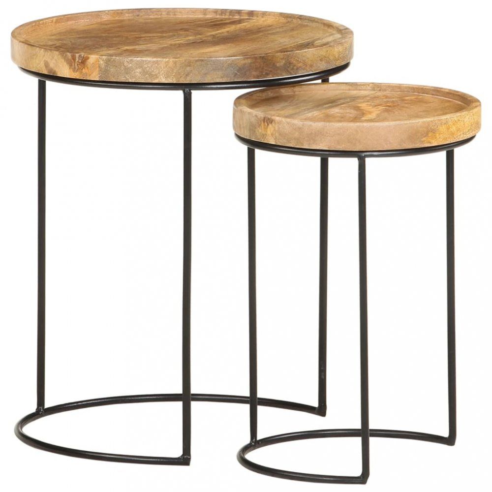 Odkládací stolek 2 ks dřevo / kov Dekorhome Mangovníkové dřevo - DEKORHOME.CZ