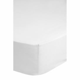 Bílé elastické prostěradlo z bavlněného saténu HIP, 90 x 200 cm