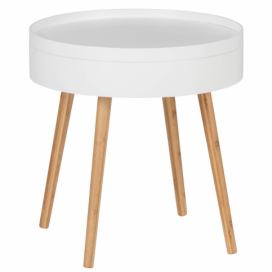 konferenční stolek FINJA, bambus, kulatý, bílá, Wenko