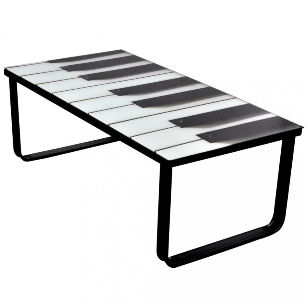 Konferenční stolek s potiskem sklo / kov Dekorhome Piano - DEKORHOME.CZ