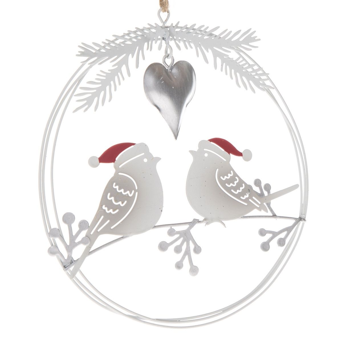 Vánoční závěsná kovová dekorace Ptáčci, 14,5 x 16 x 1 cm - 4home.cz
