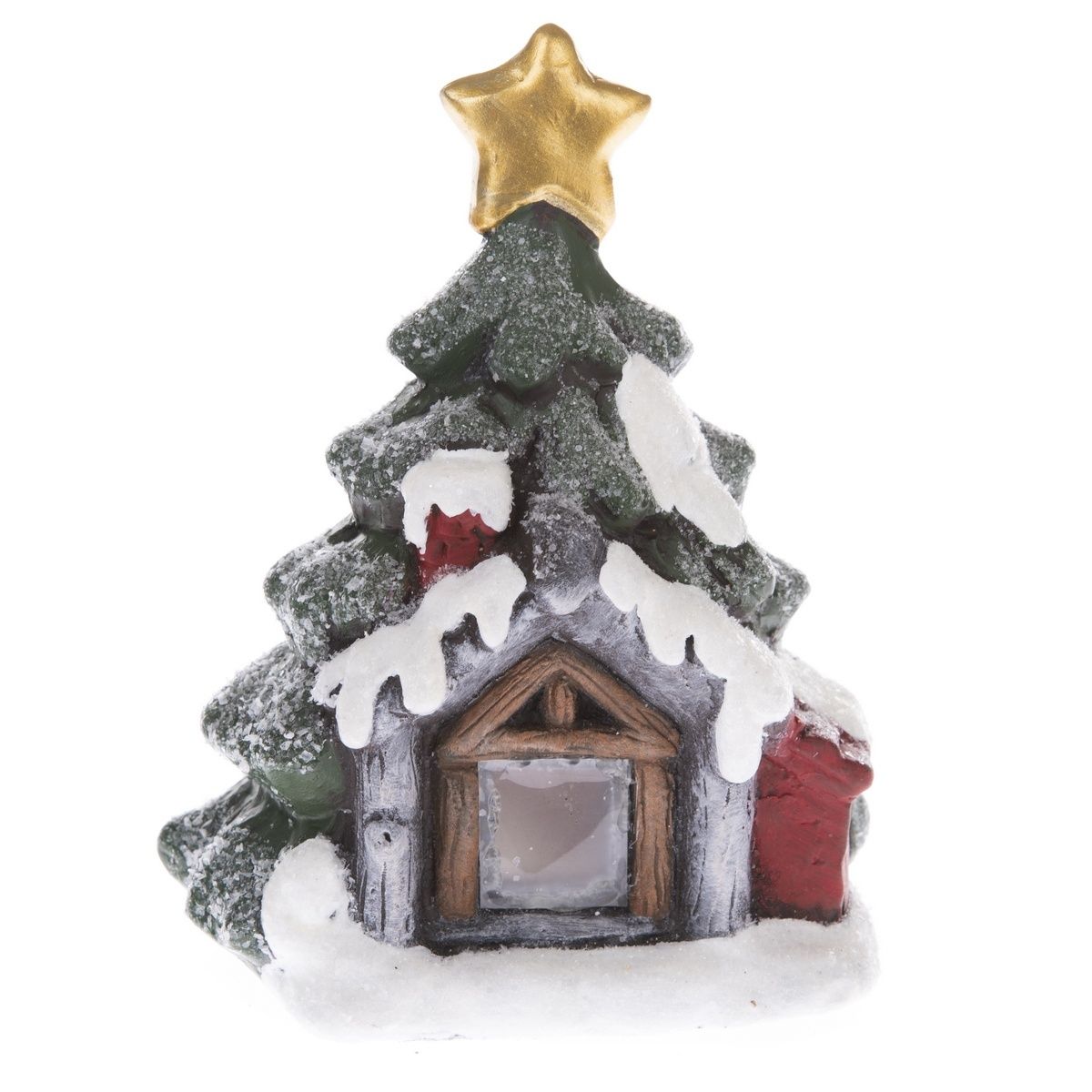 Vánoční dekorace Svítící domek se stromkem, 12 x 15,6 x 9,4 cm, LED - 4home.cz