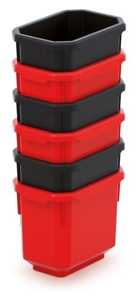 Prosperplast Sada úložných boxů 6 ks TITANIO 11 x 7,5 x 26,3 cm černo-červená - Houseland.cz