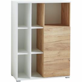 Bílá dubová kancelářská skříň s nikou GEMA Larie 120 x 85 cm