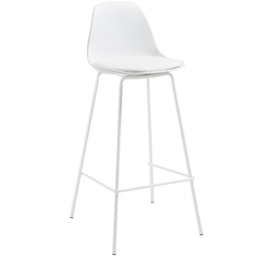Bílá koženková barová židle Kave Home Brighter 65 cm - Designovynabytek.cz