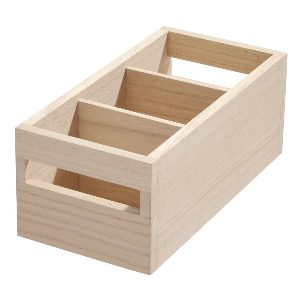 Úložný box ze dřeva paulownia iDesign Wood Handled, 12,7 x 25,4 cm - Bonami.cz