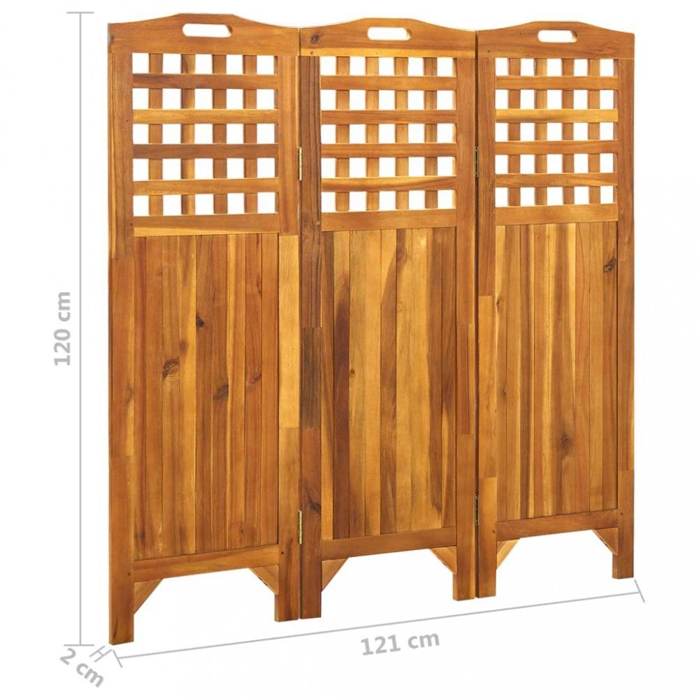 Paravan akáciové dřevo Dekorhome 121x120 cm (3-dílný) - DEKORHOME.CZ