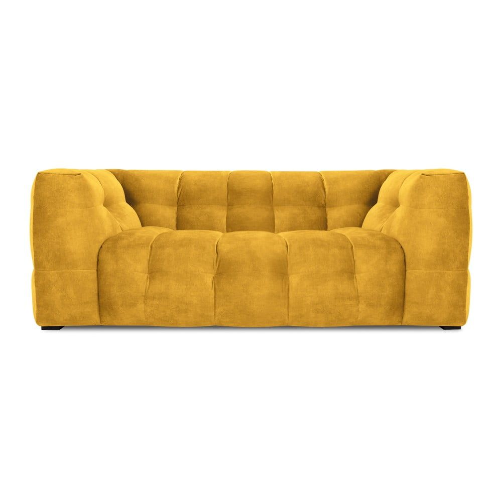 Žlutá sametová pohovka Windsor & Co Sofas Vesta, 208 cm - Bonami.cz