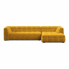 Žlutá sametová rohová pohovka Windsor & Co Sofas Vesta, pravý roh