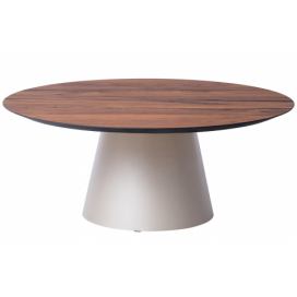 Hnědý dubový konferenční stolek Marco Barotti 90 cm s matnou stříbrnou podnoží