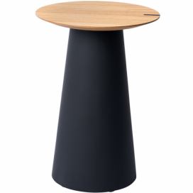 Dubový odkládací stolek Marco Barotti 45 cm s koženou podnoží