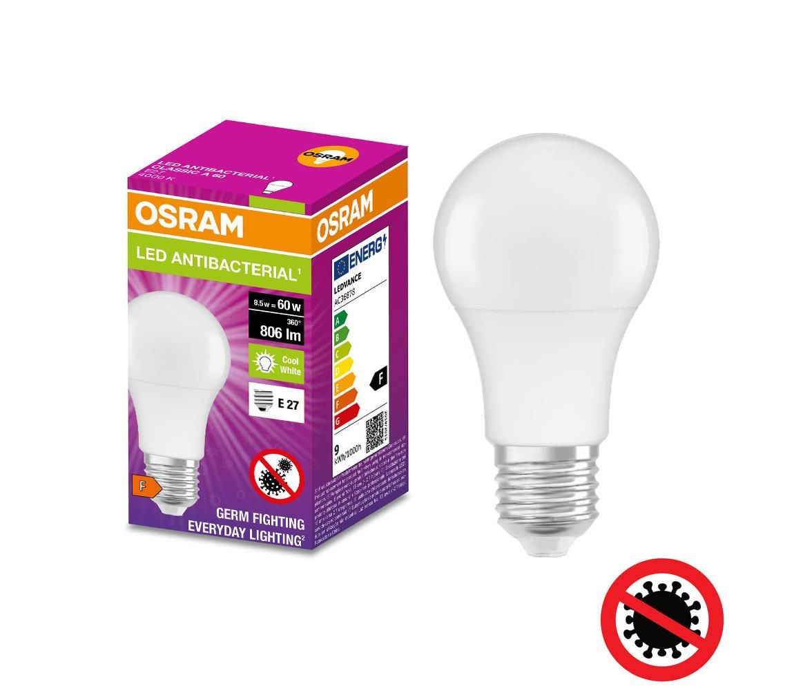 Osram LED Antibakteriální žárovka A60 E27/8,5W/230V 4000K - Osram  -  Svět-svítidel.cz