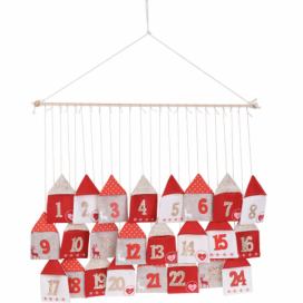 EH Excellent Houseware Červený adventní kalendář DOMEČKY, 70 x 60 cm