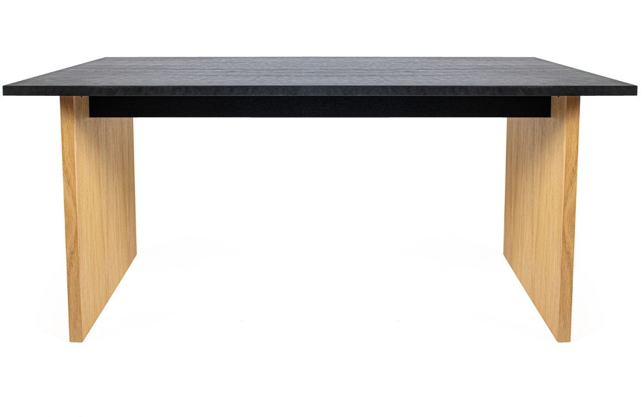 Dubový jídelní stůl Woodman Stripe 160x90 cm s černou deskou - Designovynabytek.cz