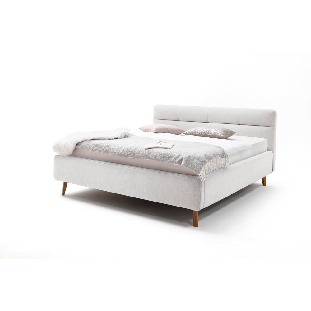 Světle šedá čalouněná dvoulůžková postel s úložným prostorem s roštem 160x200 cm Lotte – Meise Möbel - Bonami.cz