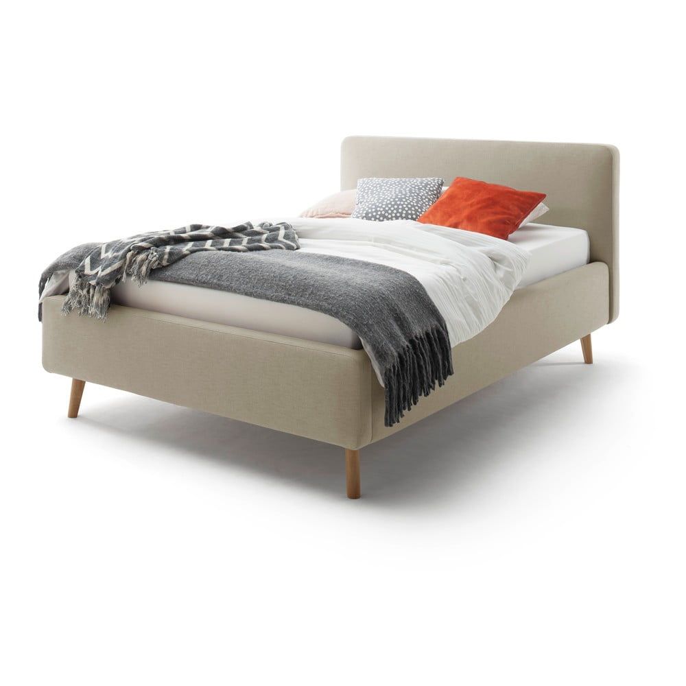 Šedohnědá čalouněná dvoulůžková postel s úložným prostorem s roštem 140x200 cm Mattis – Meise Möbel - Bonami.cz