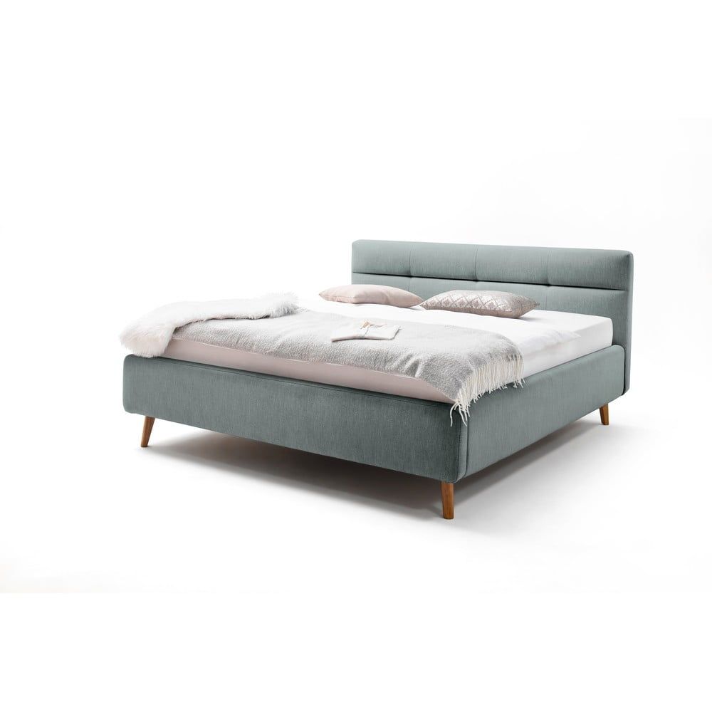 Modrá čalouněná dvoulůžková postel s úložným prostorem a s roštem 180x200 cm Lotte – Meise Möbel - Bonami.cz