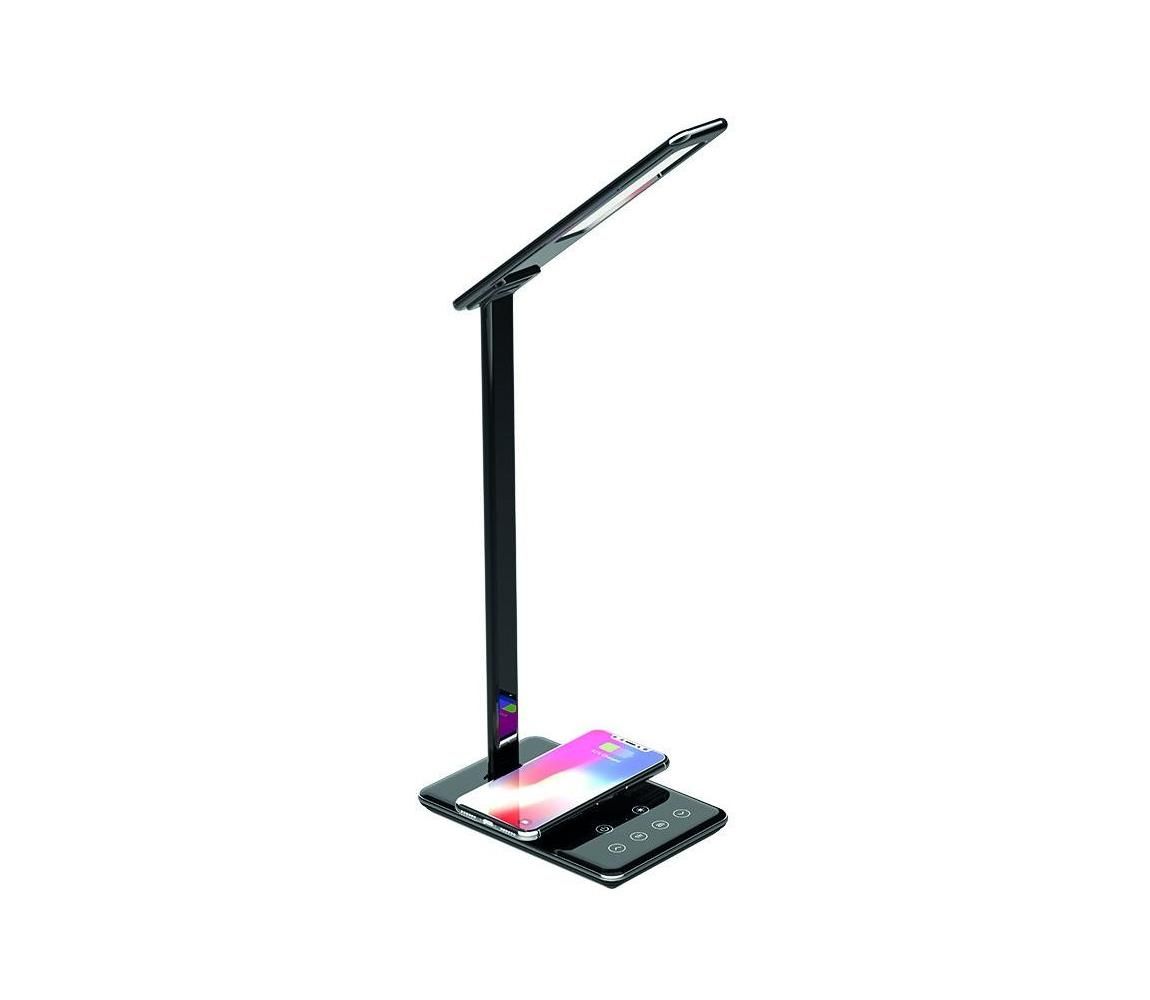  LED Stmívatelná dotyková lampa s bezdrátovým nabíjením JOY LED/6W/230V+USB černá  -  Svět-svítidel.cz