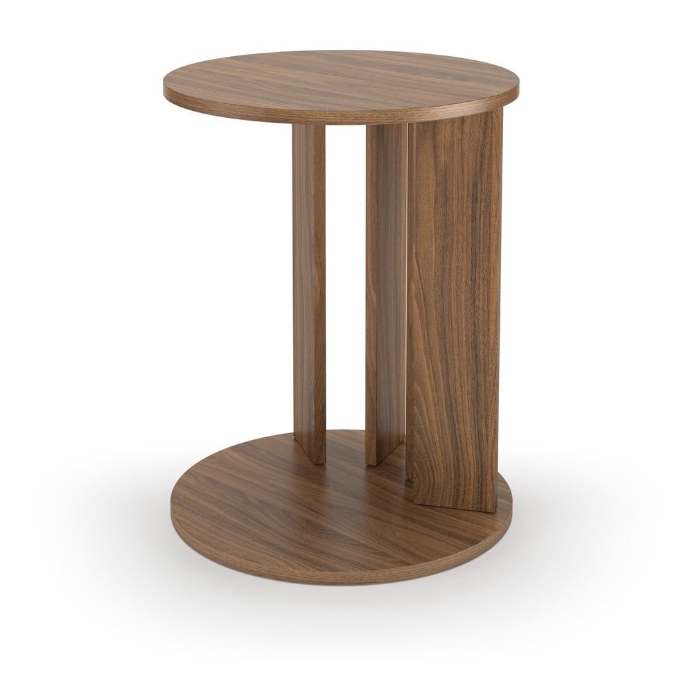 Kulatý konferenční stolek s deskou v dekoru ořechového dřeva ø 50 cm Nora - TemaHome - Bonami.cz