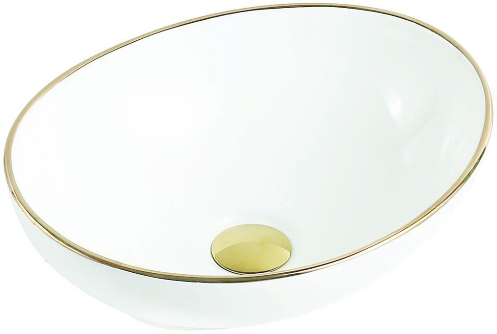 MEXEN - ELZA umyvadlo na desku 40x33 cm bílá/ zlatá 21014005 - Hezká koupelna s.r.o.