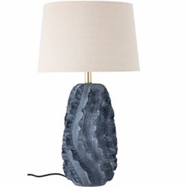 Modrá terakotová stolní lampa se lněným stínidlem Bloomingville Natika