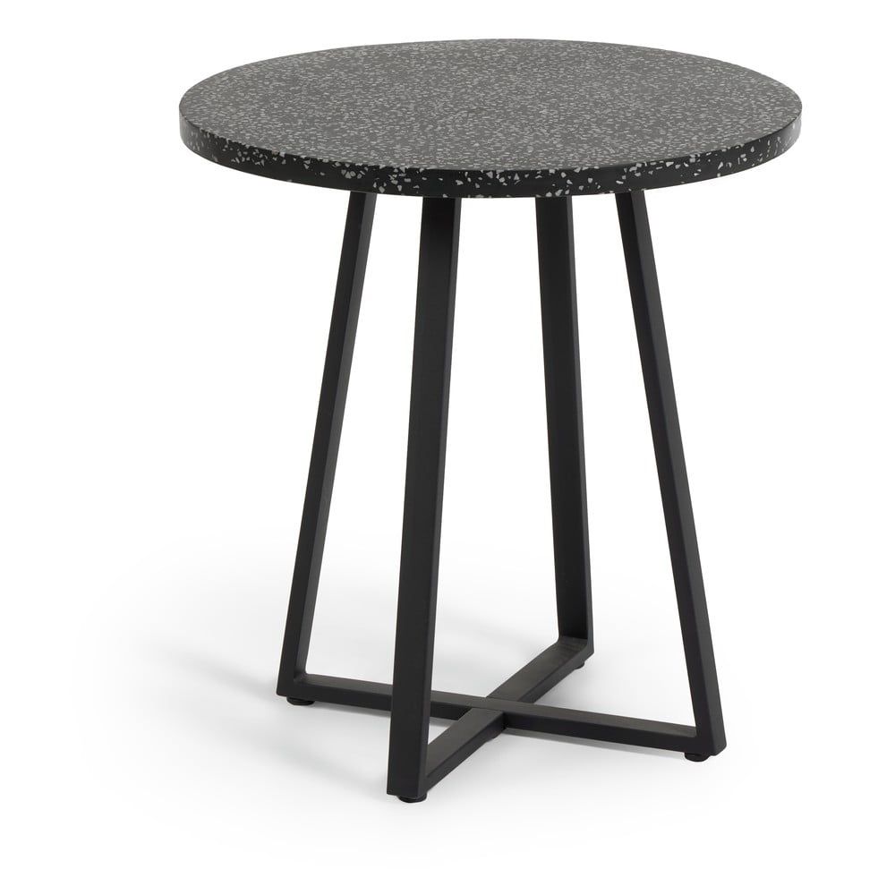 Černý zahradní stůl s deskou z kamene Kave Home Tella, ø 70 cm - Bonami.cz