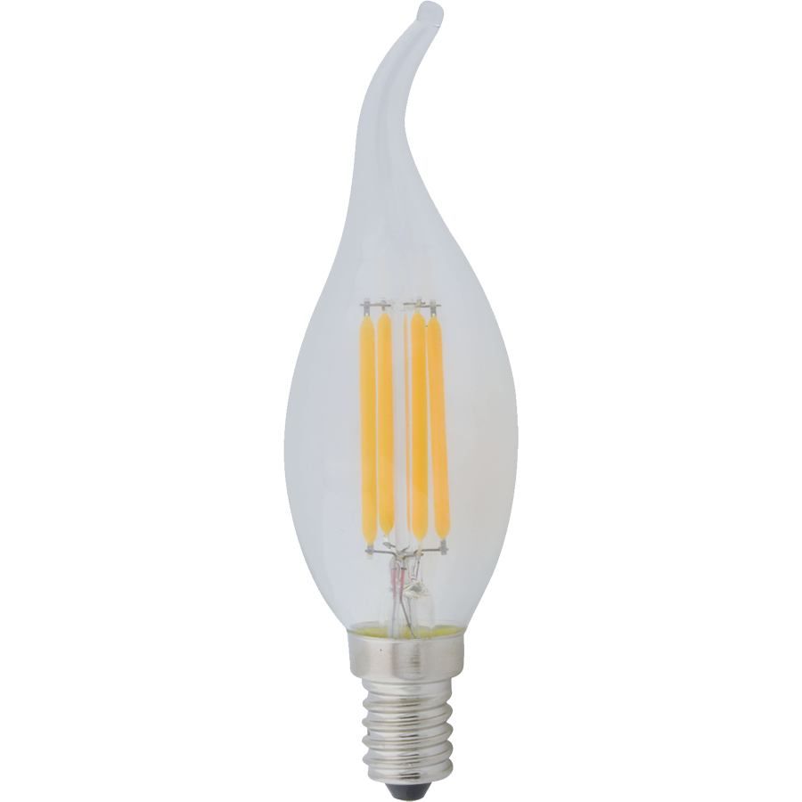 LED žárovka svíčková plamének E14 C35L čirá LED žárovka E14 svíčková 4W C35 teplá 2700K 400LM - 10584 - Globo - A-LIGHT s.r.o.