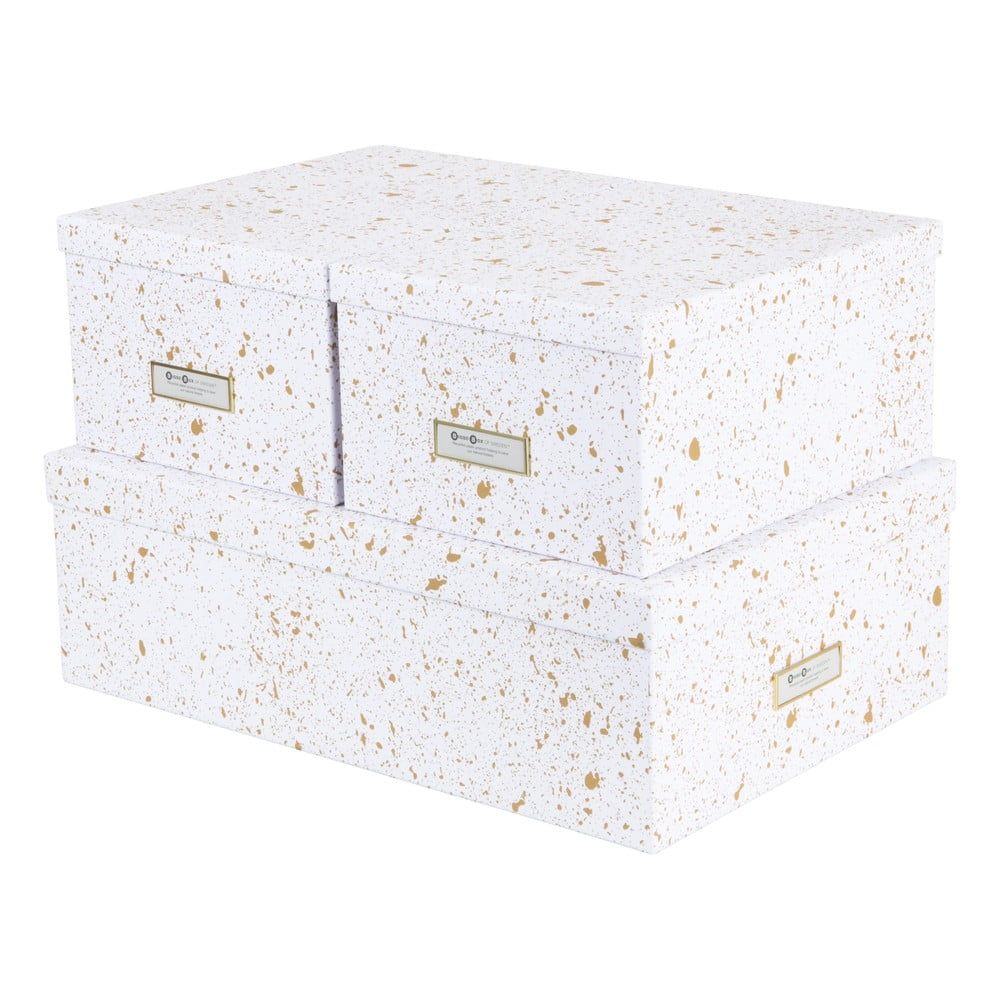 Sada 3 úložných krabic ve zlato-bílé barvě Bigso Box of Sweden Inge - Bonami.cz