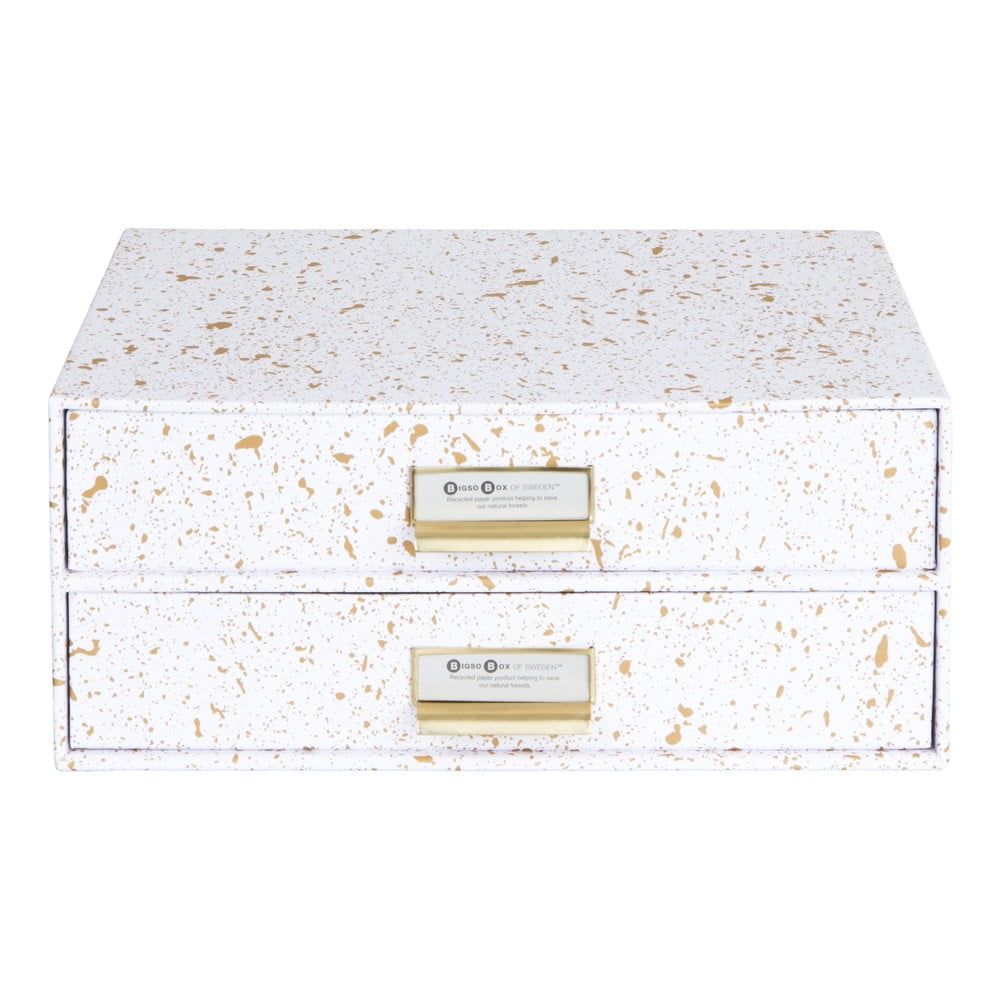 Zásuvkový box se 2 šuplíky ve zlato-bílé barvě Bigso Box of Sweden Birger - Bonami.cz