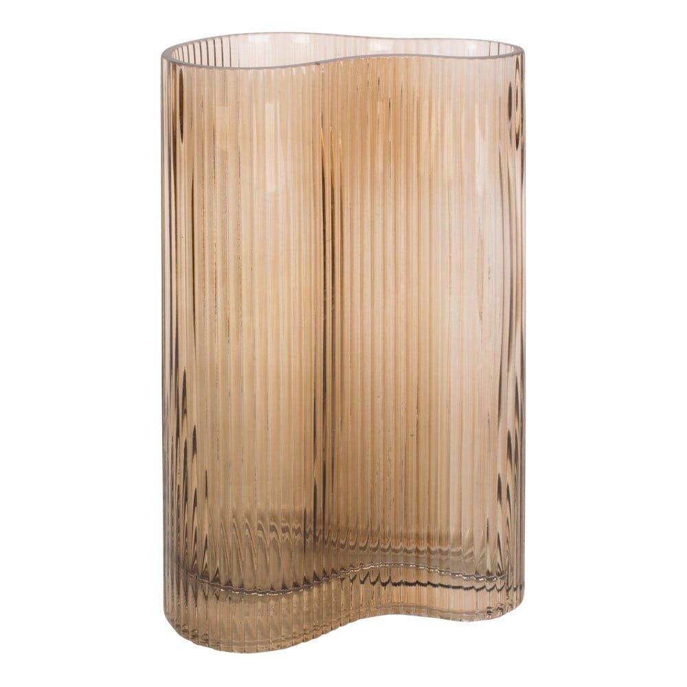 Světle hnědá skleněná váza PT LIVING Wave, výška 27 cm - Bonami.cz