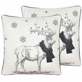 Sada 2 dekorativních polštářů s vánočním motivem 45 x 45 cm černé/bílé SVEN
