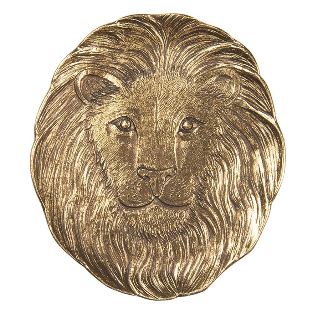 Zlatý dekorační tácek hlavy lva - 14*1*14 cm Clayre & Eef - LaHome - vintage dekorace
