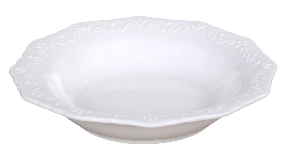 Porcelánový polévkový talíř s krajkou Provence lace - Ø 21cm / 0.25L Chic Antique - LaHome - vintage dekorace