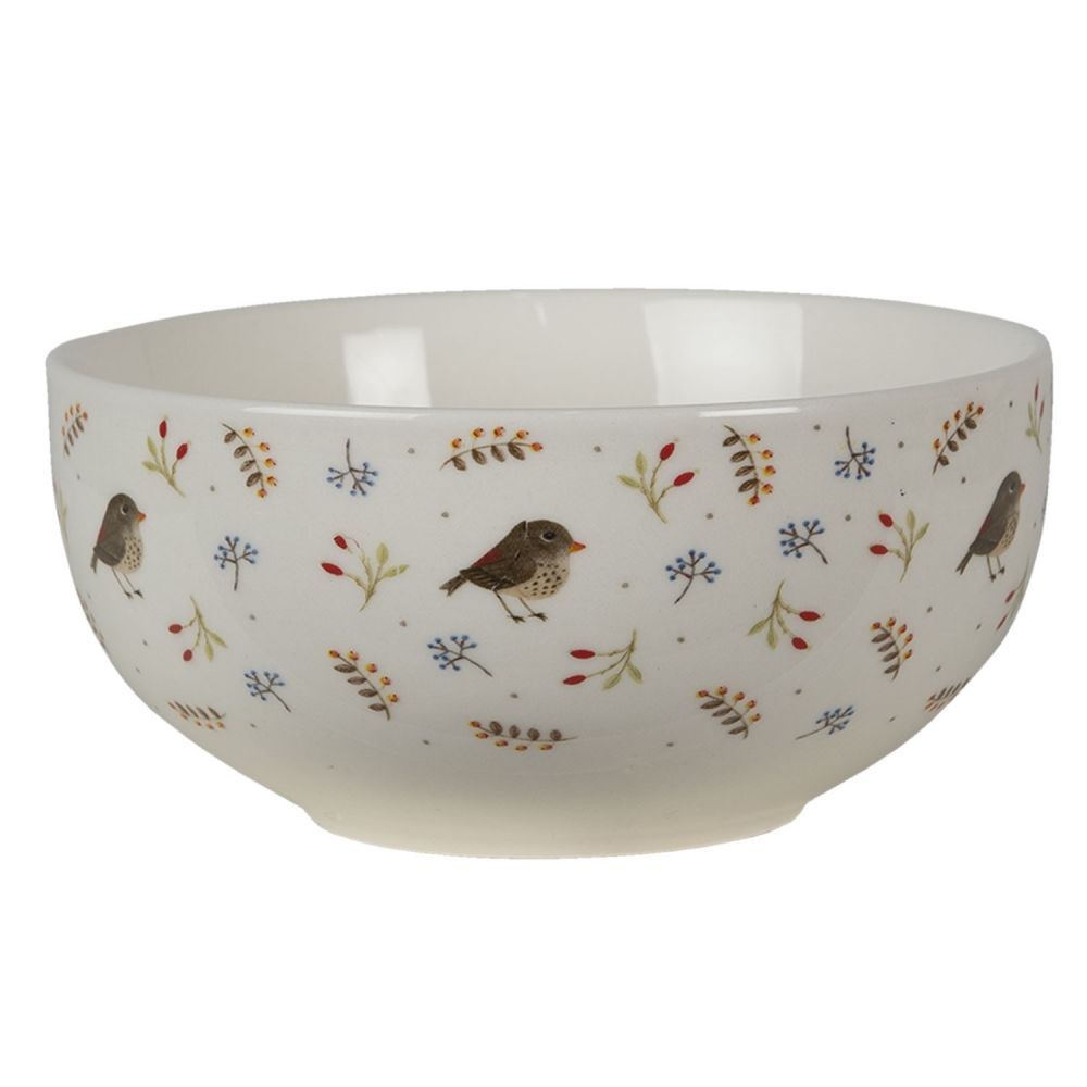 Keramická miska s motivem ptáčka Moineau Ø 14*7 cm / 500 ml Clayre & Eef - LaHome - vintage dekorace