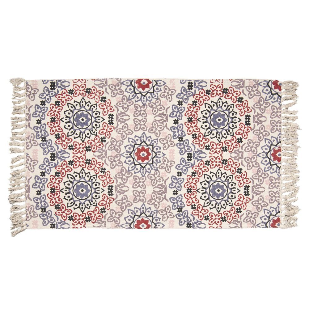 Bavlněný koberec s barevnými ornamenty a třásněmi - 140*200 cm Clayre & Eef - LaHome - vintage dekorace