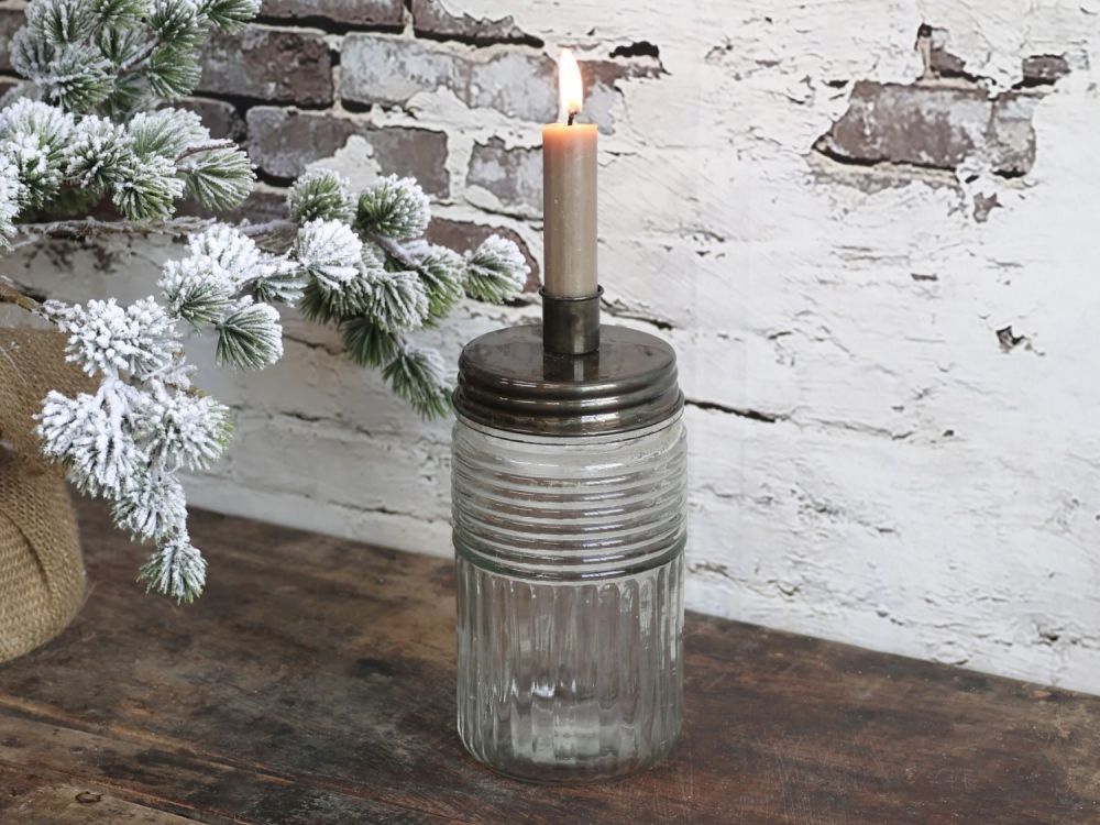 Svícen na úzkou svíčku ve tvaru sklenice Jari - Ø 9*22cm Chic Antique - LaHome - vintage dekorace