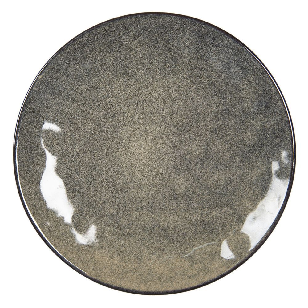 Šedo-zelený kameninový dezertní talíř - Ø 21cm Clayre & Eef - LaHome - vintage dekorace