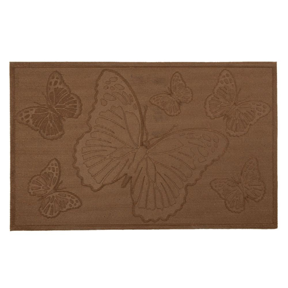 Hnědá rohožka s motýlem - 75*45*1 cm Clayre & Eef - LaHome - vintage dekorace